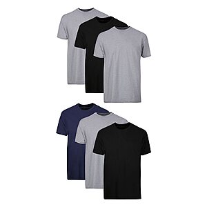 6-Pack Hanes Men's Cotton Moisture-Wicking Crew Tee Undershirt (Various) $15 ($2.50 Each) + Free Shipping w/ Prime or on $35+
