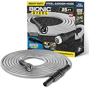 25-Foot Bionic Steel Metal Garden Hose with Nozzle $13.98 + Free Shipping w/ Prime or on $35+