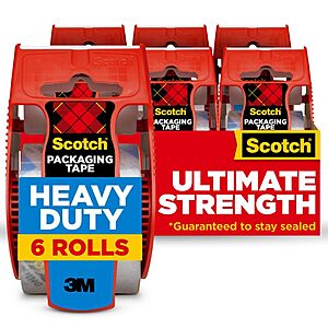 Prime Members: 6-Count Scotch Heavy Duty Packaging Tape (Clear; 1.88