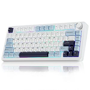 AULA F75 75% Wireless Hot-Swappable Mechanical Keyboard (Glacial Blue, Reaper Switch)  $57.57 + Free Shipping