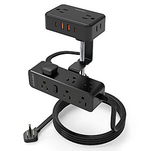 HOPOW Dual Layer Desk Clamp Power Strip w/ 13 Outlets + 2 USB Ports (2x USB-C, 2x USB-A) $32.99 + Free Shipping w/ Prime or on $35+
