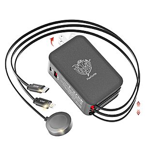 FlexTurtle 5-in-1 Apple Watch Charger w/ 35W USB-C & 12W Lighting Cables $18.20 
