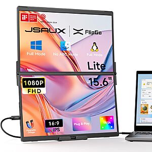 JSAUX FlipGo Lite 15.6" Dual 1080P Portable Monitors (PM0207) Designed for Windows and Linux $159.99 + Free Shipping