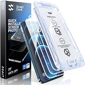 3-Pk SMARTDEVIL Tempered Glass Screen Protectors for iPhone 12/13/14/15/16 Series $4.80 