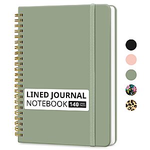 140-Page Taja Lined Spiral Journal Hardcover Notebook $5.95