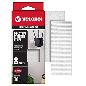 8-Pack VELCRO Brand Heavy Duty Strips w/ Adhesive (4" x 2", White) $6.45 