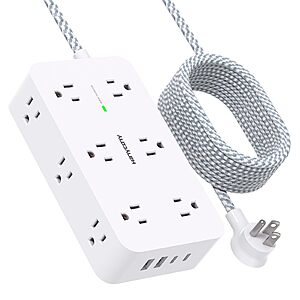 12-Outlet HANYCONY 900J Surge Protector Power Strip w/ 4 USB (2 USB-C) & 10' Cord $10 