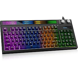 94-Key SABLUTE Quiet Gaming Keyboard with Sound-Sync RGB & Media Control Knob (Membrane) from $21.49 + Free Shipping w/ Prime or on $35+