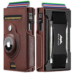 Medrega Men's RFID Biflod Leather Wallet w/ Airtag Holder (Brown) $9.99 + Free Shipping w/ Prime or on $35+