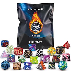 8-Pc QMAY DND Mystery Polyhedral Dice Set w/ Dice Pouch $3.50 