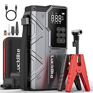 Lucklike W210 12V 6000A Peak Car Jump Starter w/ Air Compressor $35 + Free S&H