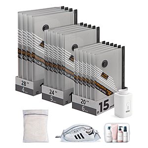 Prime Members: 18-pk BAGSMART Vacuum Storage Bags w/ Rechargeable Pump