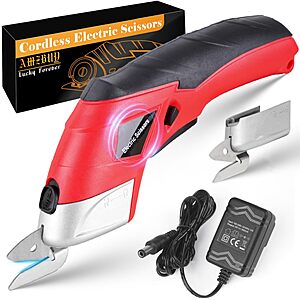 4V AMZBUY Cordless Rechargeable Electric Scissors w/ 2 Blades