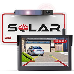 Foxpark Solar Wireless 1080P Backup Camera System w/ 5" Monitor $78.40 + Free S&H