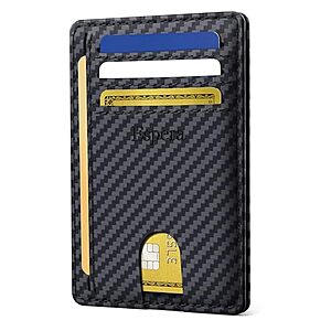Espera Slim Minimalist RFID Blocking Wallet w/ 8 Card Slots (Carbon Fiber Black)