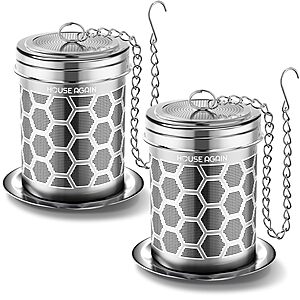 2-pk House Again Extra Fine Mesh Tea Infuser Ball w/ Drip Tray (various)