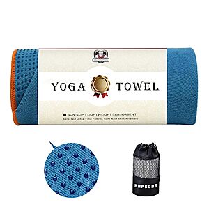 Prime Members: HAPBEAR 72" x 24" Microfiber Hot Yoga Towel Mat (Blue or Grey) $9.90 + Free S&H