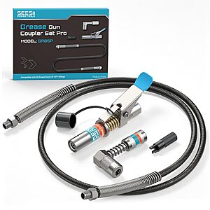 Prime: Seesii Grease Gun Accessory Kit Pro w/ 12k PSI Quick-Release Coupler & More $13.75 + Free S&H