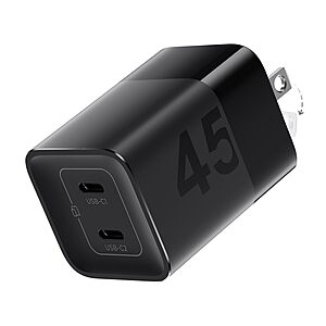 wegear PA1215 45W 2-Port GaN USB-C Wall Charger w/ PPS & Foldable Prongs
