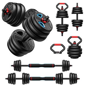 45-Lb FITPLAM 5-in-1 Adjustable PE Dumbbell Weight Set $56 + Free S&H