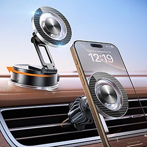 SUPERONE 360° Magnetic MagSafe Car Phone Mount w/ Suction Cup & Vent Clip