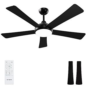 52" Autoday Ceiling Fan w/ Dimmable LED Light & Remote (Black) $43.50 + Free S&H