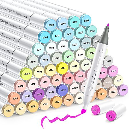 61-Color Caliart Pastel Dual Tip Art Markers Set $16.99 + Free Shipping w/ Prime or on $35+