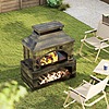 37 in. Steel Outdoor Wood Burning Fireplace with Rectangular Freestanding Wood Storage $108 + Free Shipping