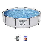 Bestway Steel Pro MAX 10'x30&quot; Above Ground Outdoor Round Swimming Pool with Pump and Metal Frame $94.99 + Free Shipping