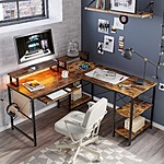 59.5&quot; x 59.5&quot; Orndorff L Shaped Gaming Desk with Shelves Monitor Stand and Keyboard Tray $100 + Free Shipping