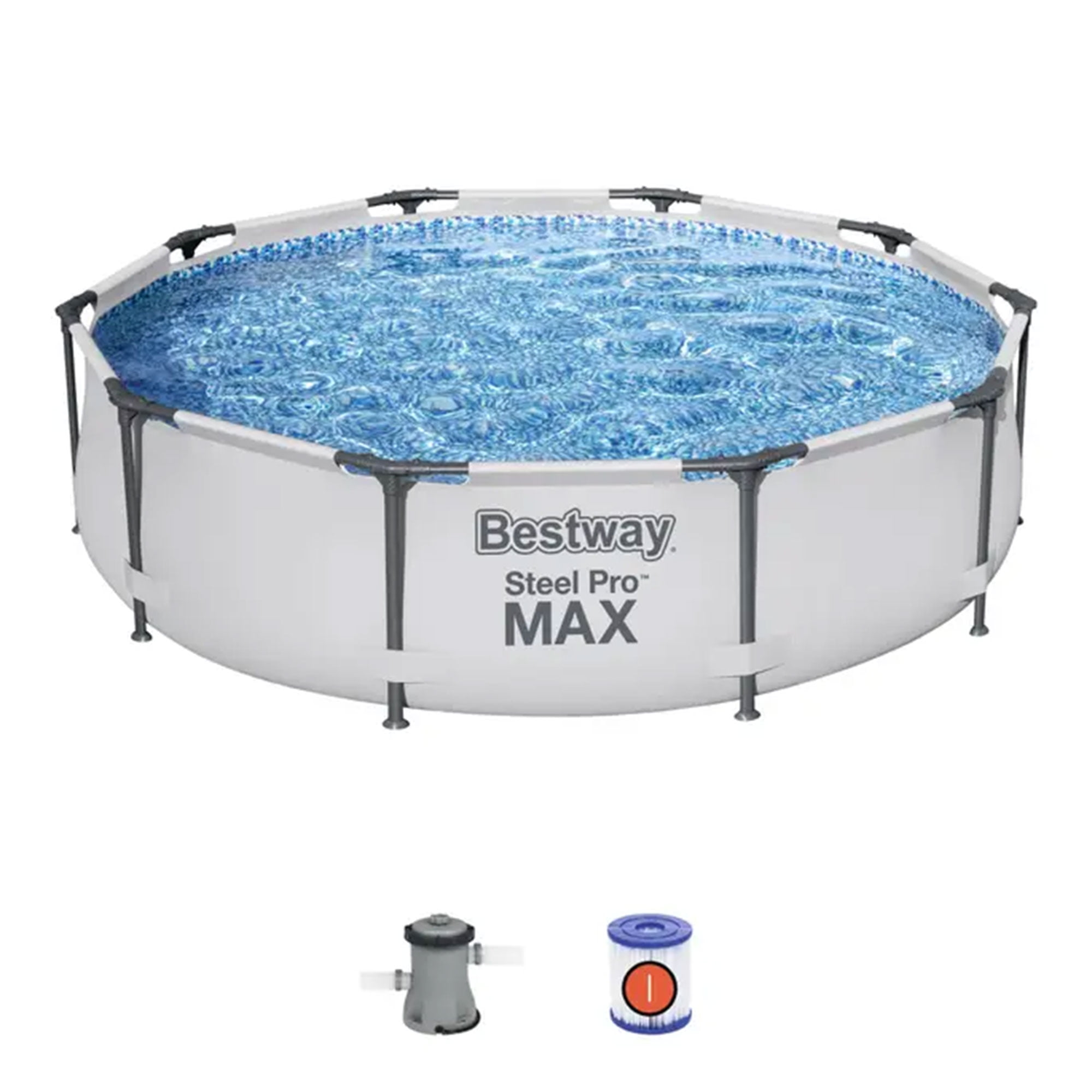 Bestway Steel Pro MAX 10'x30" Above Ground Outdoor Round Swimming Pool with Pump and Metal Frame $94.99 + Free Shipping