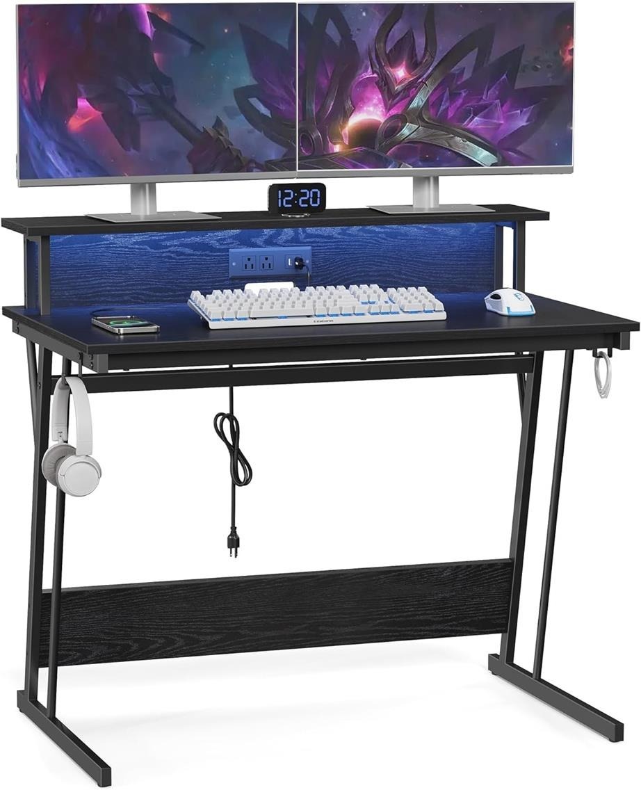 VASAGLE LED Gaming Desks w/ Power Outlets: 39.4" $64, 47.2" $80 + Free Shipping