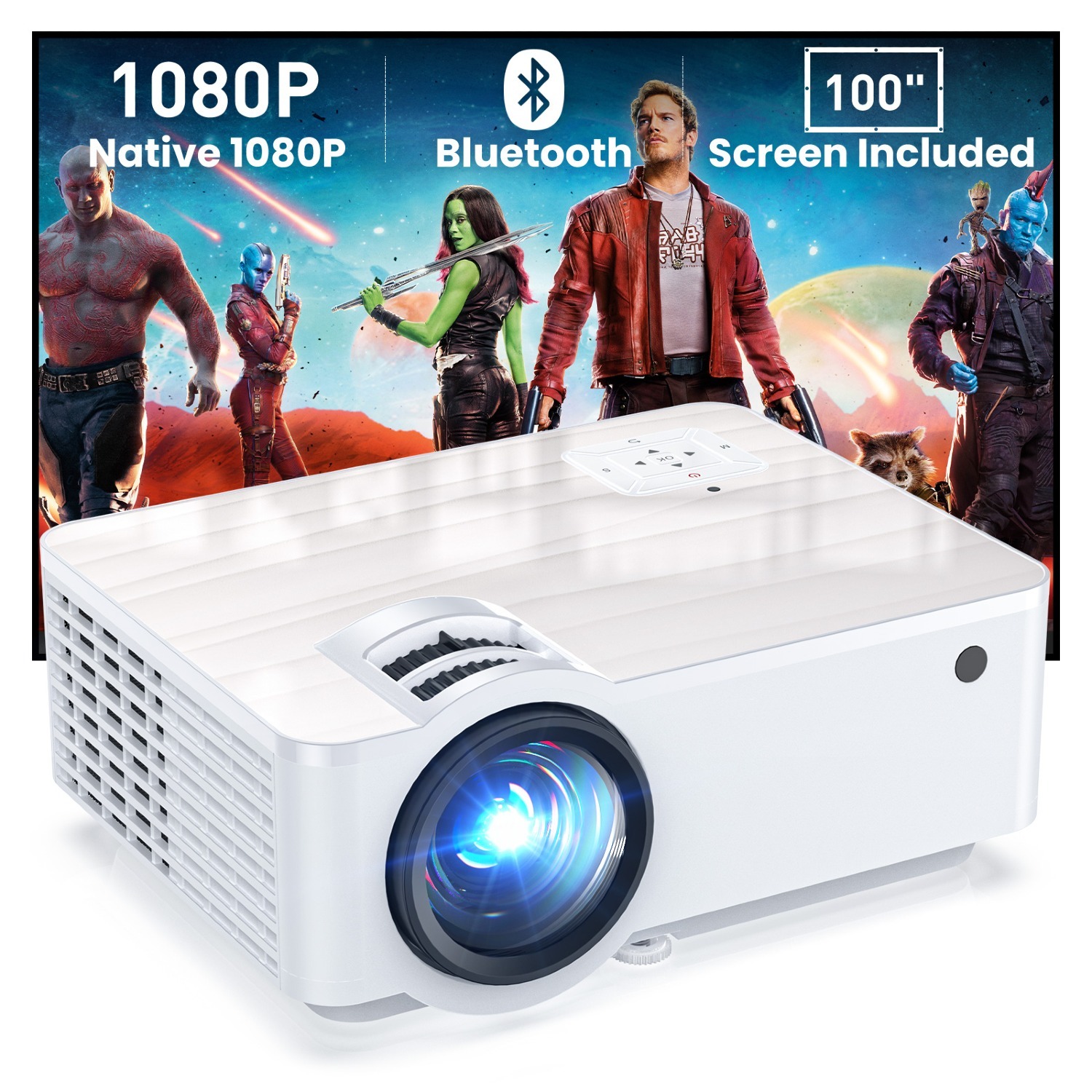 GROVIEW 1080P Bluetooth Projector w/100" Screen $59.99 +Free Shipping