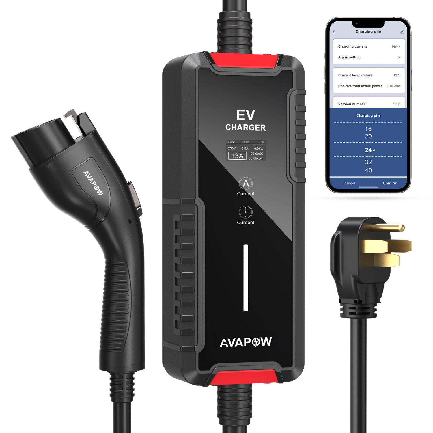 AVAPOW 240V 40A Level 2 Portable EV Charger with 25FT Charging Cable and NEMA 14-50 Plug for $175 + Free Shipping