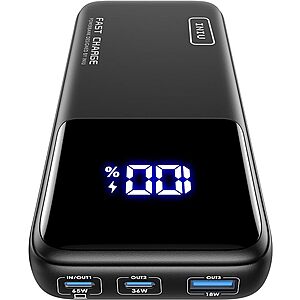 20,000mAh INIU 65W USB-C PD Fast Charging Portable Power Bank w/ USB-A $21.60 + Free Shipping
