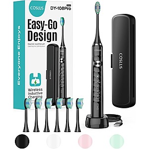 COSLUS 47000 VPM Electric Sonic Toothbrush Wireless Rechargeable with Portable Travel Case Prime $9.99 + Free Shipping w/ Prime