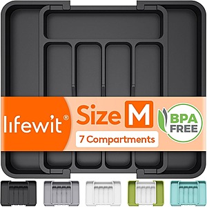 Lifewit Adjustable Silverware Drawer Organizer $3 