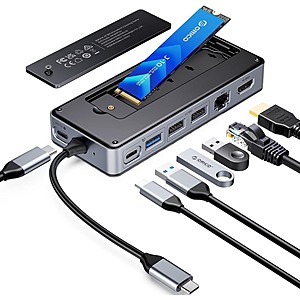 ORICO 8-in-1 USB-C Docking Station Hub w/ M.2 SSD Enclosure & 100W PD $44 + Free Shipping