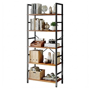 NEWBULIG 5 Tier Book Shelf w/ Metal Frame and Wooden Shelves $37.86 + Free Shipping
