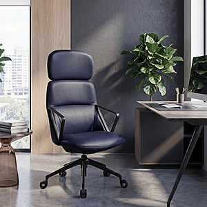 Nouhaus Linea Executive Office Chair Top‑Grain Leather / Auto‑Tension Tilt / Silent Casters (vintage blue) $189.99 + Free Shipping