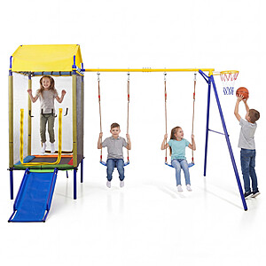 Costway 5-in-1 Kids Backyard Swing Set with Heavy-duty Metal Swing Stands and Supports $259.99 + Free Shipping