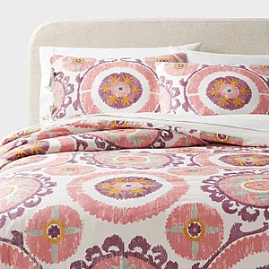 3 Piece King Threshold Duvet Set Cotton Sateen Boho Corner (Ivory/Orange/Plum Red/Mustard) $25 + Free Shipping
