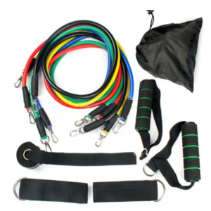 Resistance Band Workout Set w/ 5x Bands, 2x Handles, 2x Straps, Anchor & Bag $6 + Free S&H