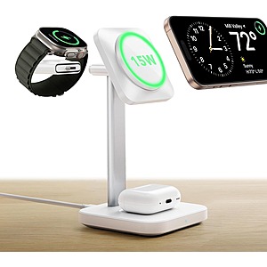 ESR 3-in-1 Qi2 Certified 15W MagSafe Wireless Charging Station (White)