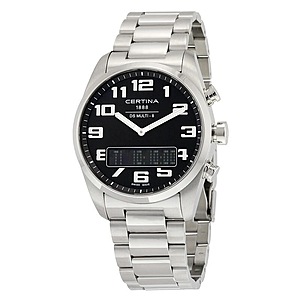 42mm Certina Men's DS Multi-8 Multi-Function Black Dial Stainless Steel Watch $299 + Free S&H on