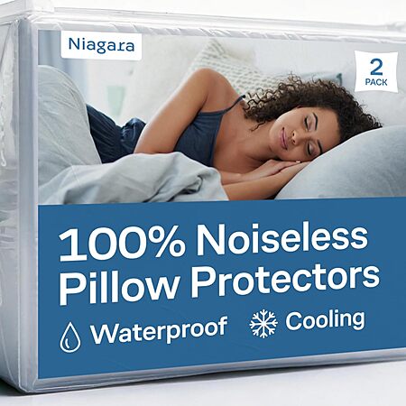 2 Pack 100% Waterproof Queen Size Zippered Pillow Protectors (Viscose Made from Bamboo, White) $9.99 + Free Shipping w/Prime or $35+