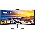 PHILIPS 34E1C5600HE 34&quot; UltraWide QHD 21:9 Monitor with Built-in Windows Hello Webcam &amp; Noise Canceling Mic $349