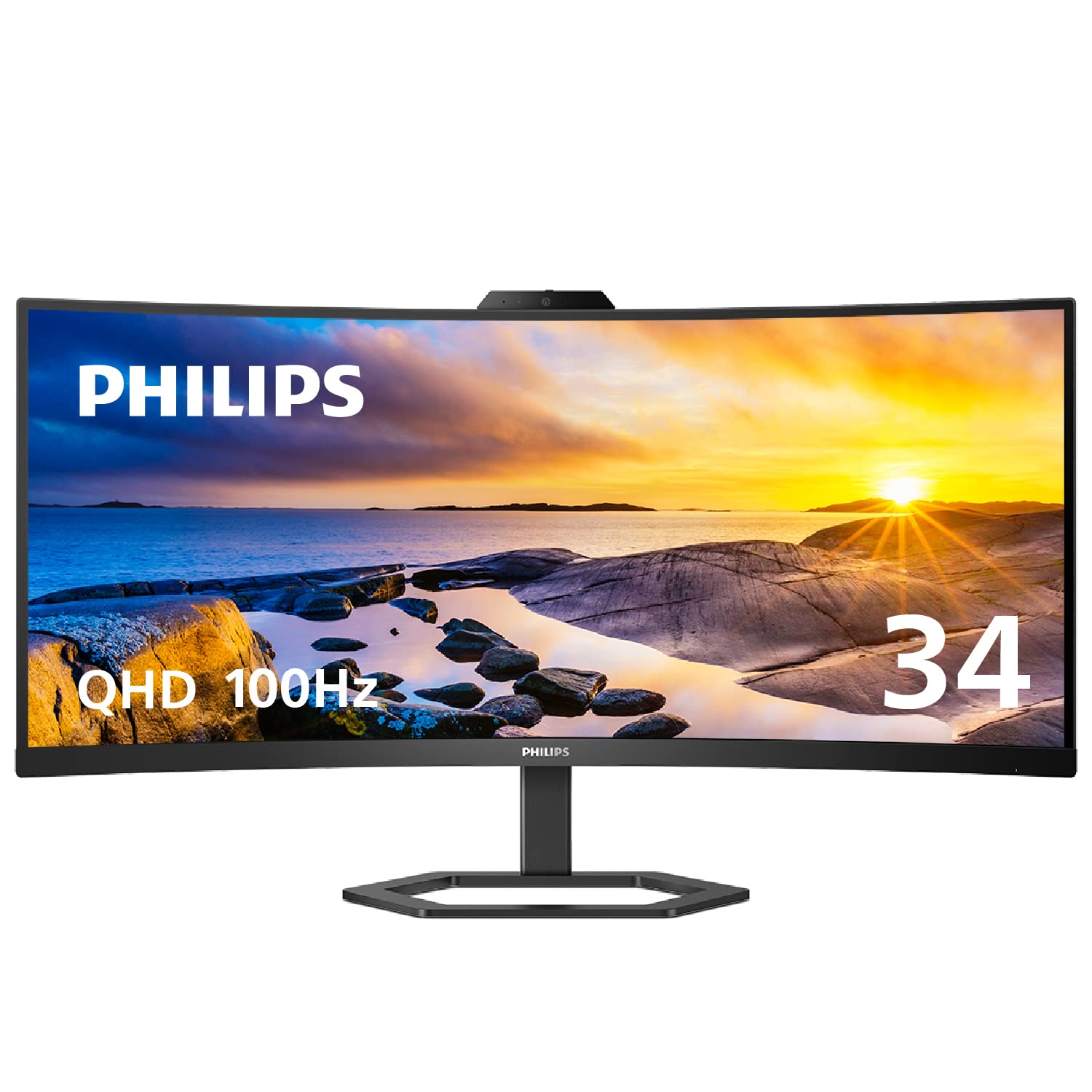 PHILIPS 34E1C5600HE 34" UltraWide QHD 21:9 Monitor with Built-in Windows Hello Webcam & Noise Canceling Mic $349