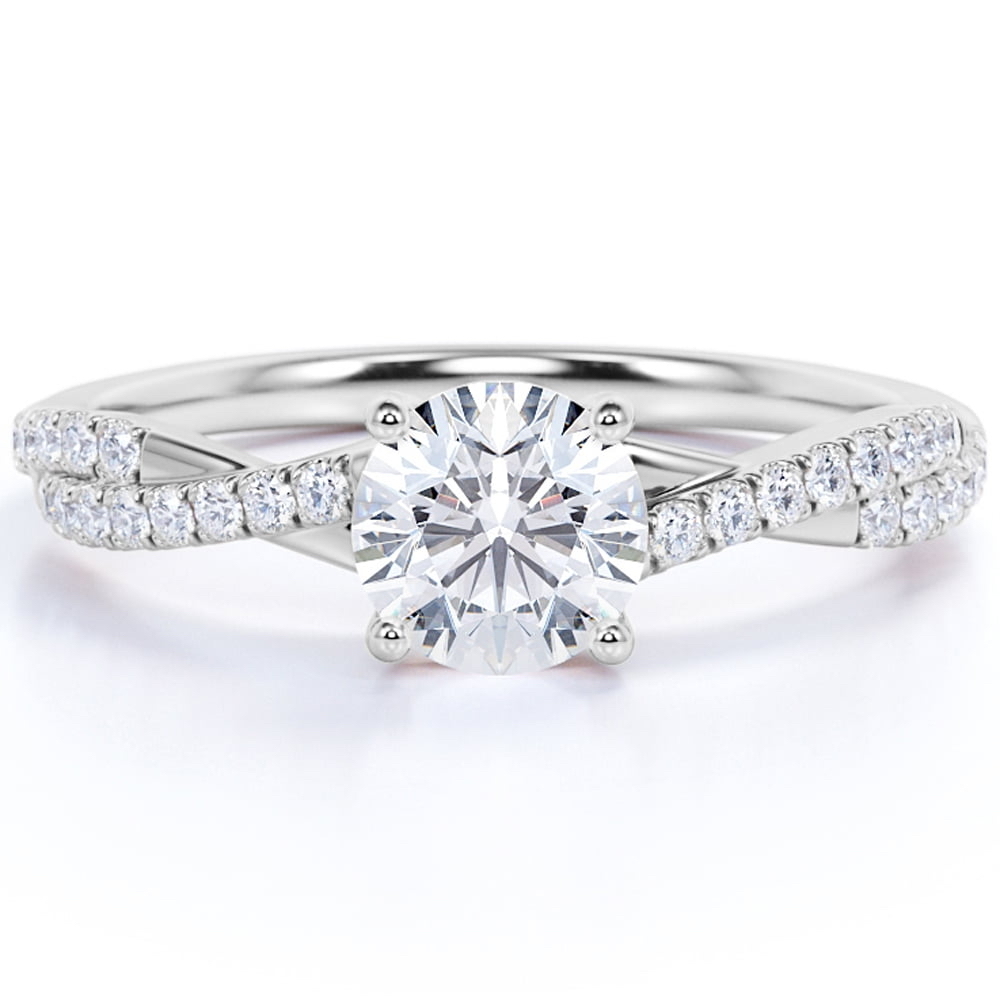 1 Carat infinity Round cut Moissanite Engagement Ring in 18k White Gold Over Silver - $79.00