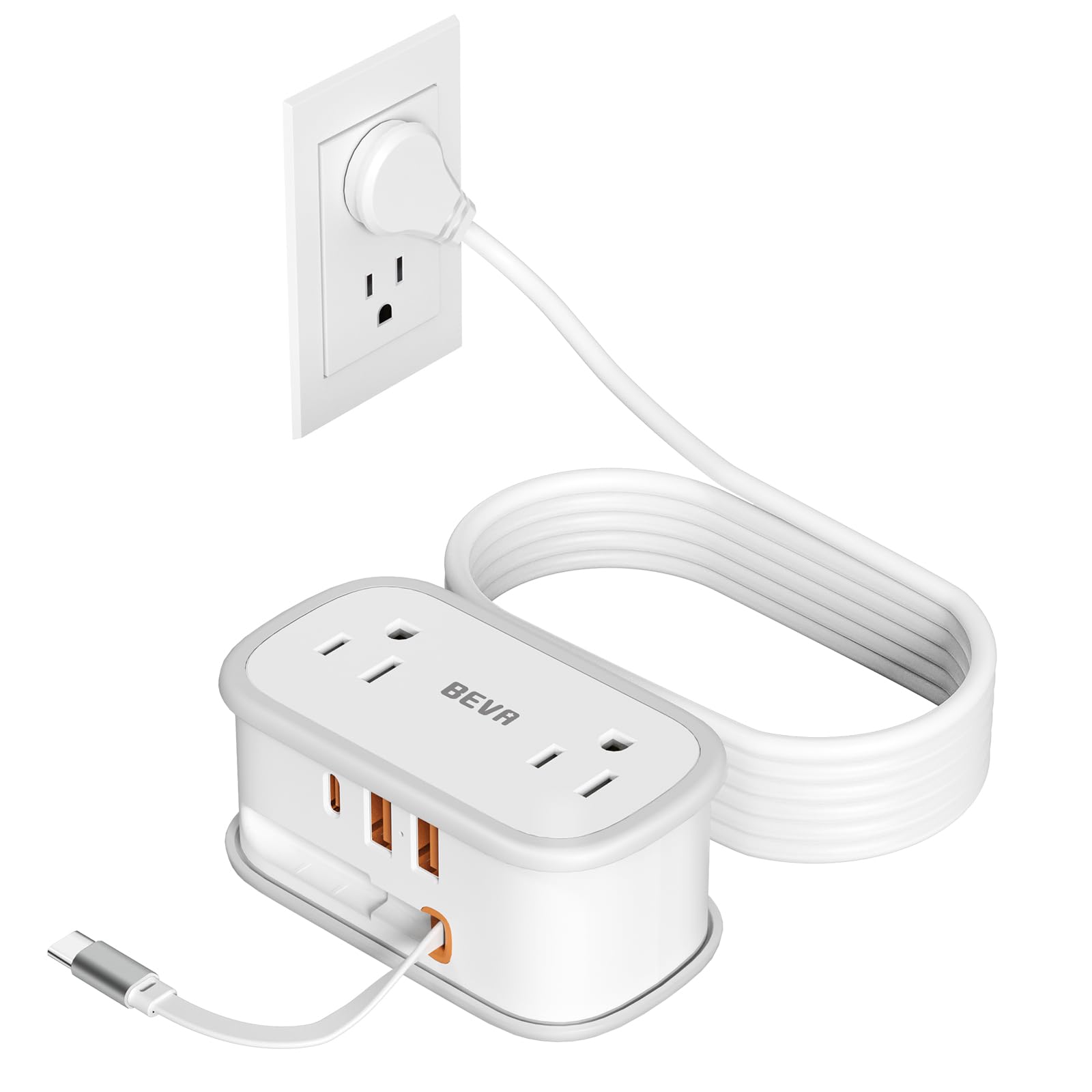 BEVA Travel Power Strip with 1.5 FT USB C Cable for $11.99@Amazon